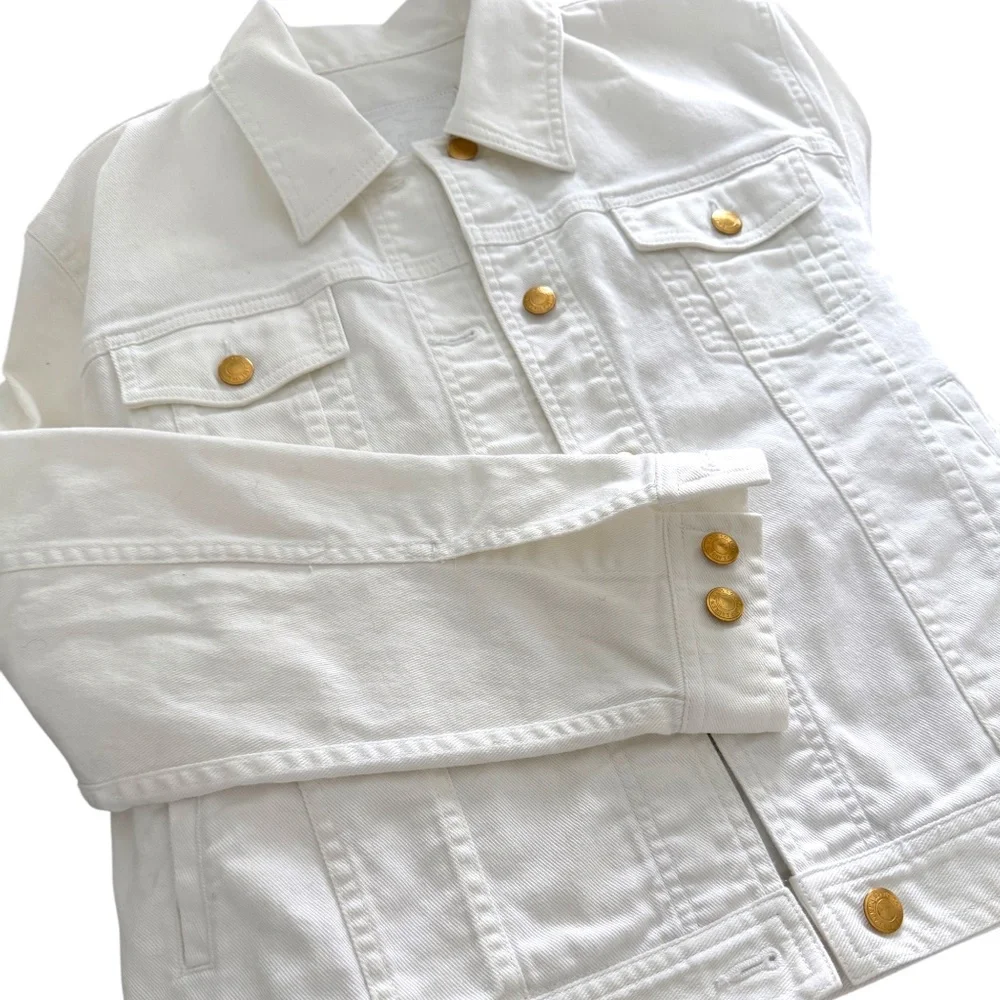 Lauren Jeans Co., Ralph Lauren, White Denim Trucker Jean Jacket  Large - Picture 2 of 9